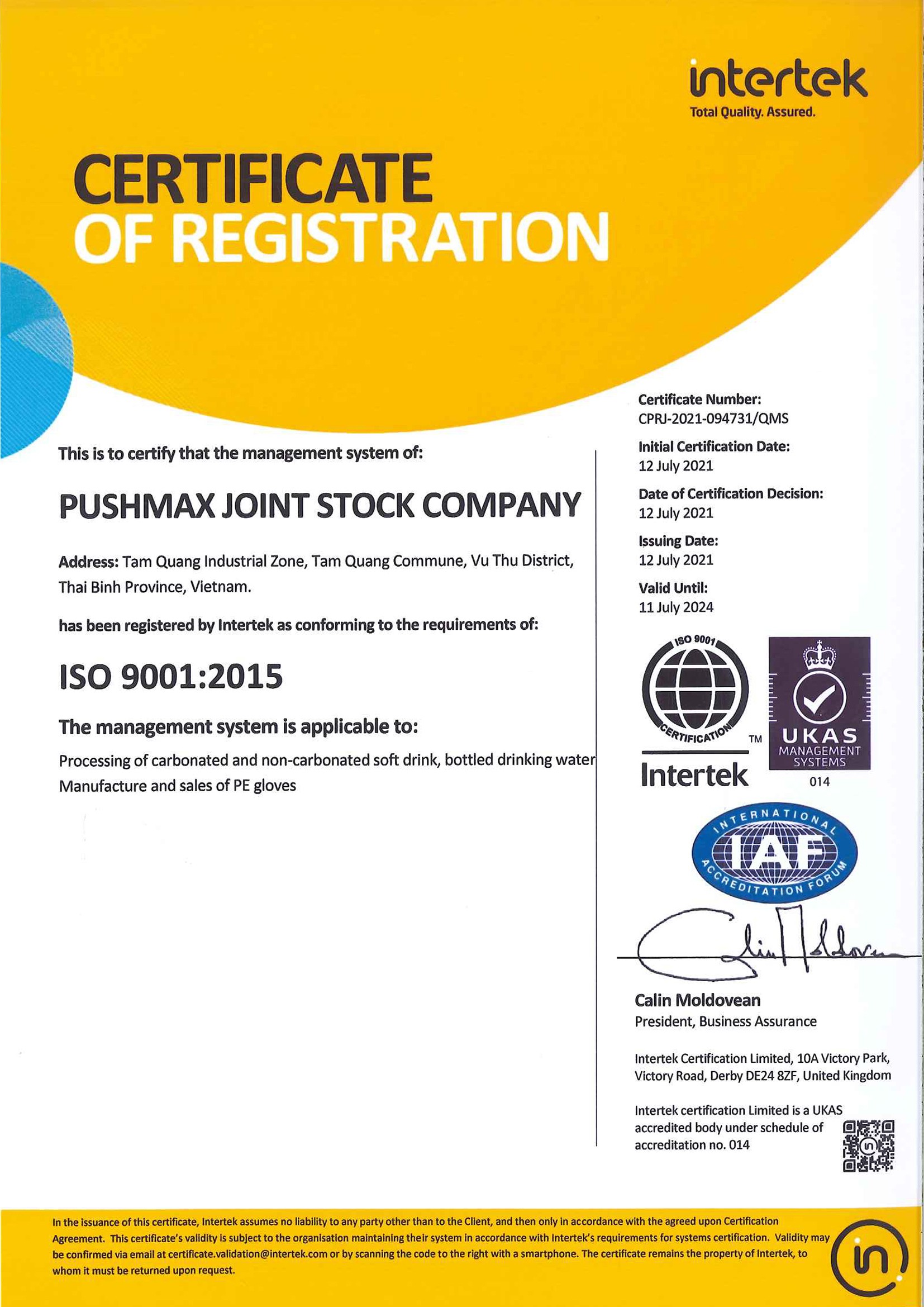 ISO 9001 : 2015}